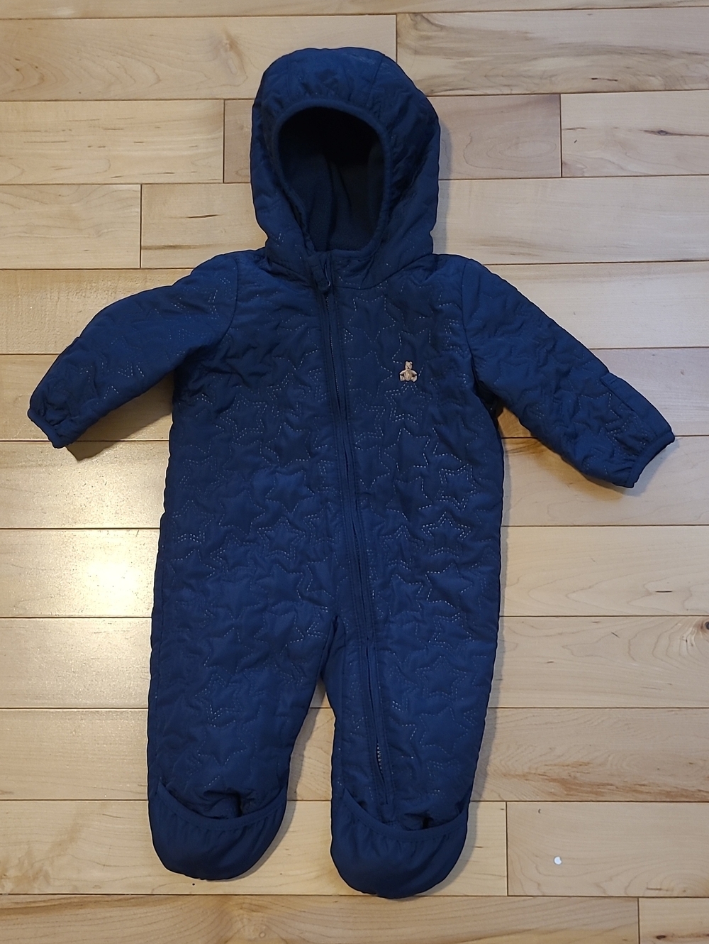 Baby Size 3-6m Gap Quilted Hooded One-Piece Footie — Navy